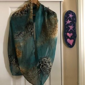 Infinity scarf, turquoise leopard print